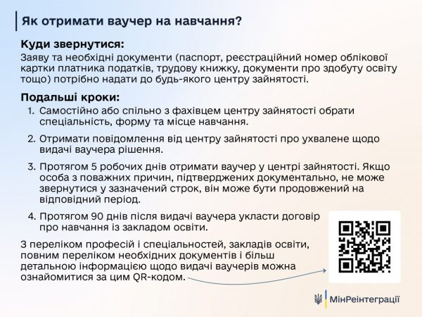 Як отримати ваучер на навчання переселенцям і ветеранам?