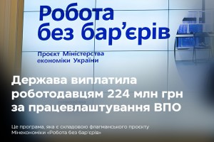Державна виплата роботодавцям 224 млн грн за працевлаштування ВПО