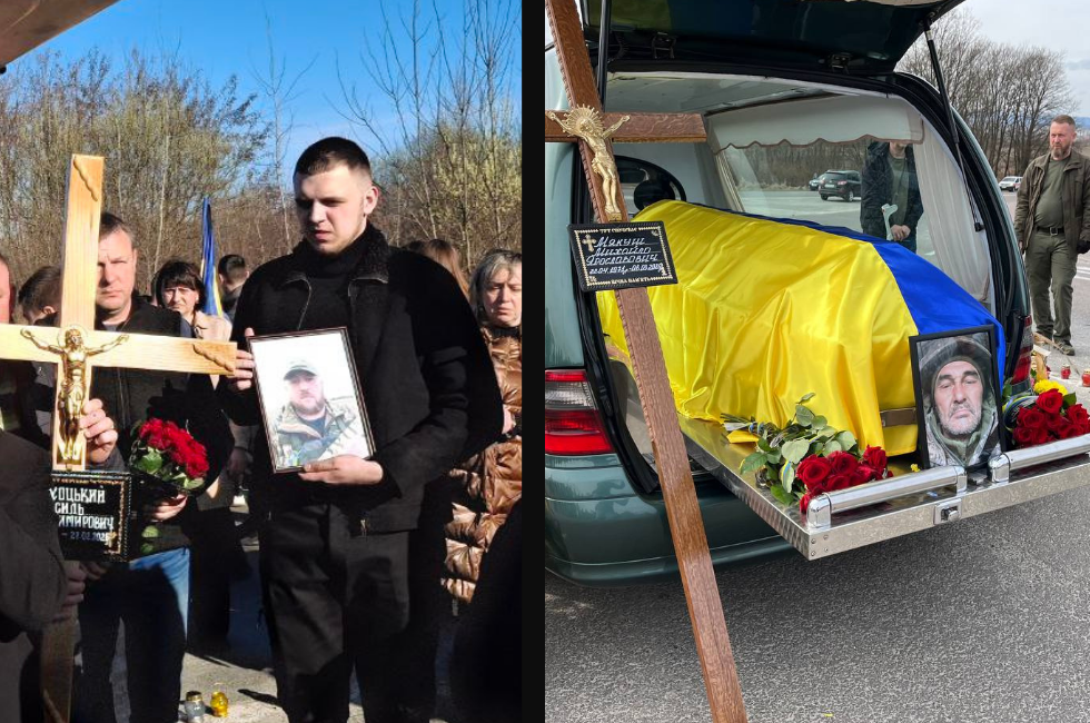 Дрогобиччина прощається з воїнами Василем Піхоцьким та Михайлом Мякушем