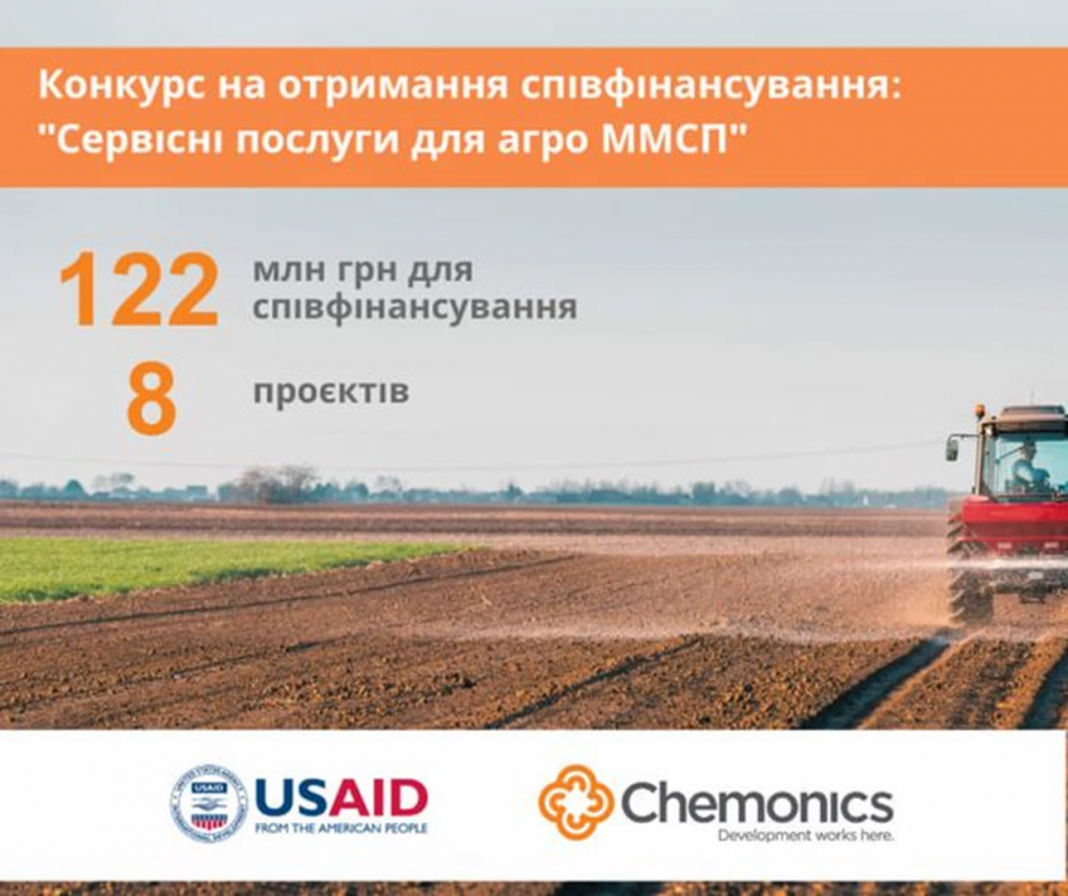 Конкурс на отримання співфінансування для надання сервісних послуг аграрним мікро, малим, середнім підприємствам: як долучитись