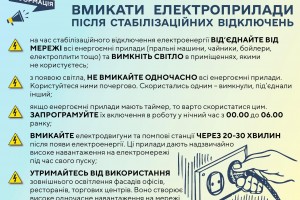 Як правильно вмикати побутові прилади після поновлення електропостачання