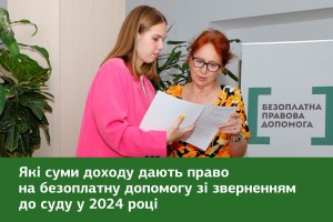 Які суми доходу дають право на безоплатну допомогу із зверненням до суду у 2024 році