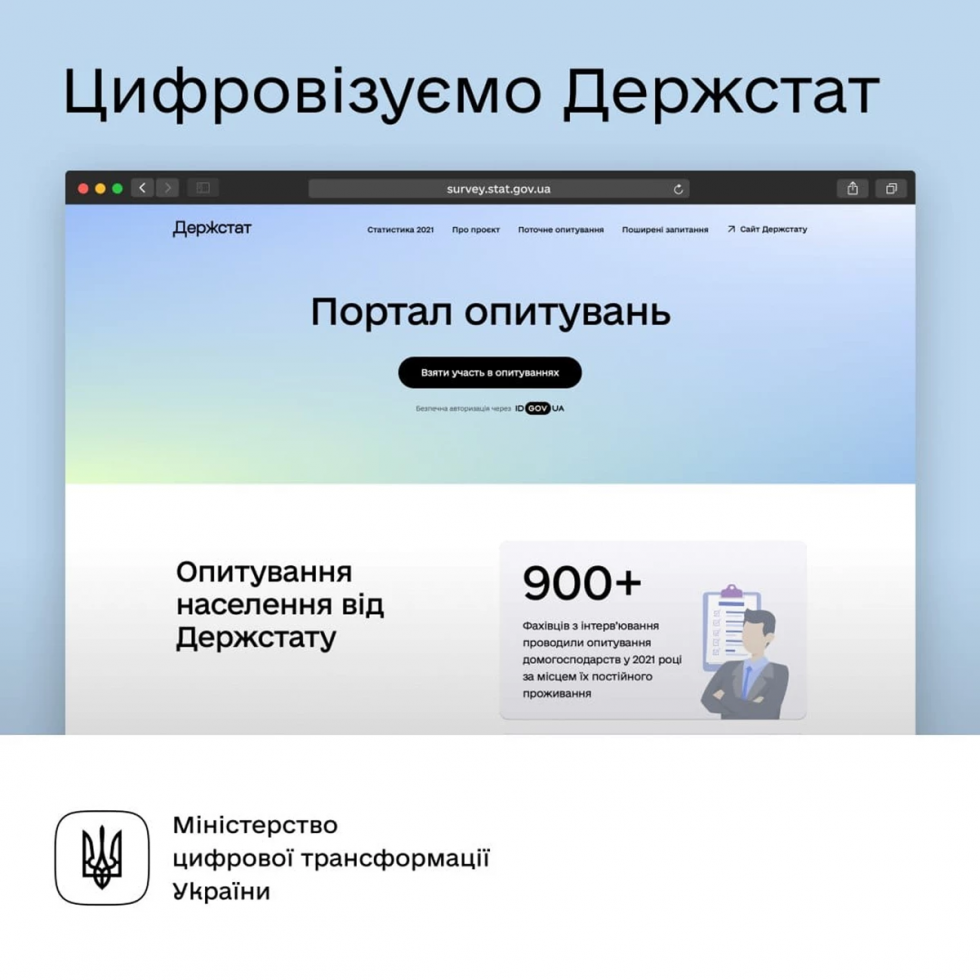 Цифровізація Держстату: беріть участь у першому статистичному онлайн-опитуванні