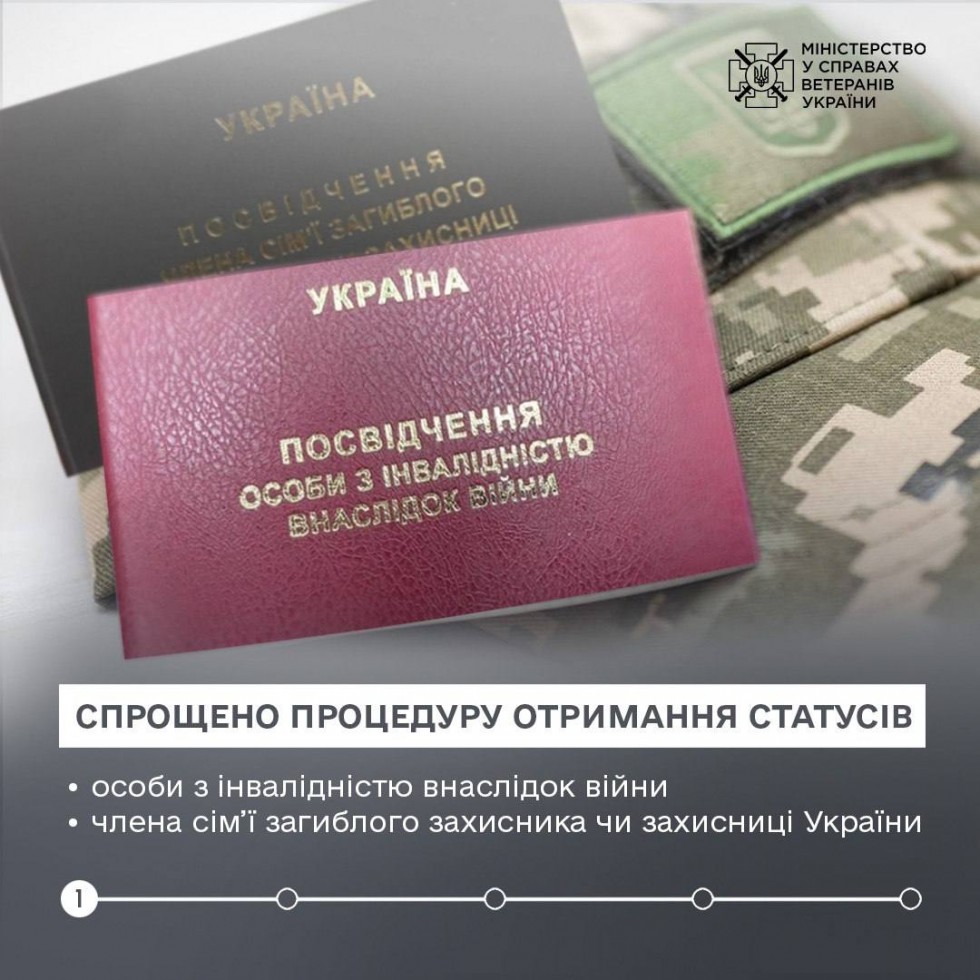 Спрощено отримання статусів особи з інвалідністю внаслідок війни та члена сім&rsquo;ї загиблого захисника і захисниці